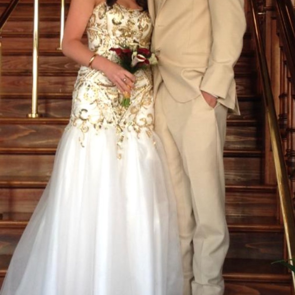 ALYCE white/gold prom dress - Picture 1 of 4